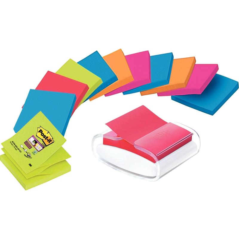 Lot de 12 bloc de 90 feuille z-note post-it super sticky 76x76mm color