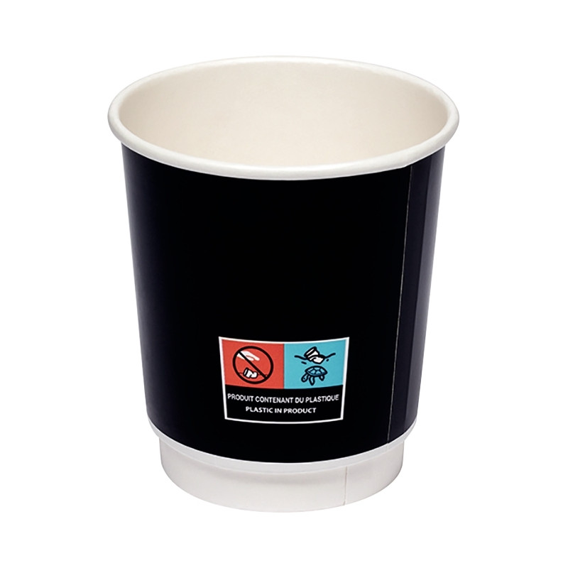 Paquet de 25 gobelets double parois noir 29 cl