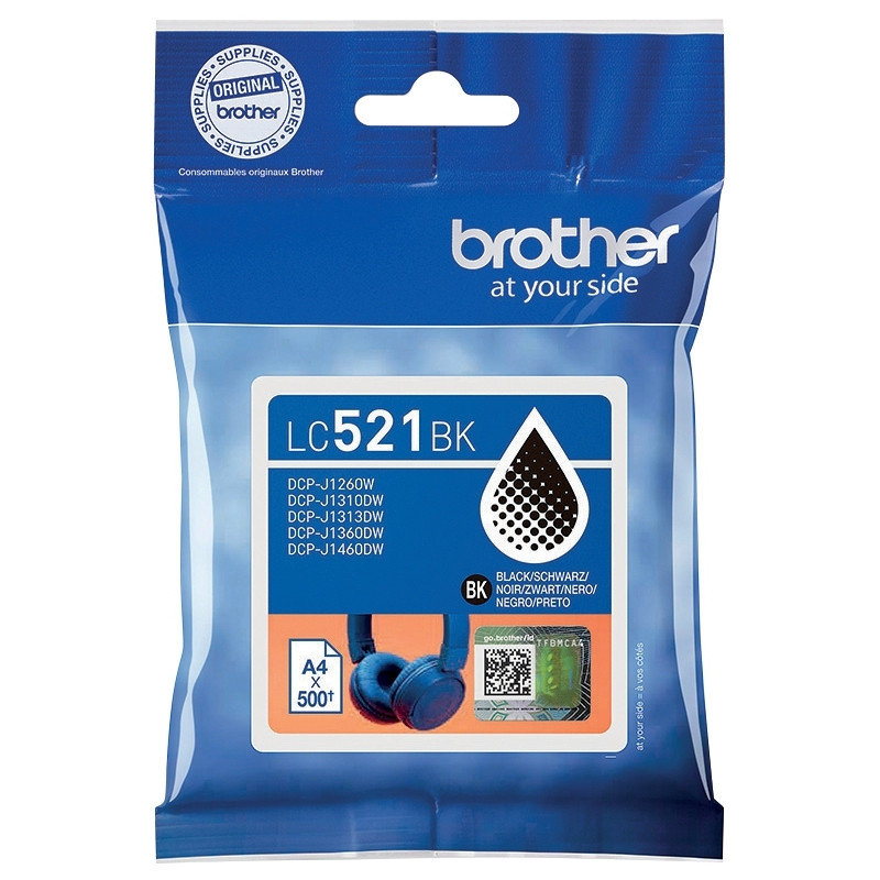 Brother CASQUE cartouche d'encre noire authentique LC521BK