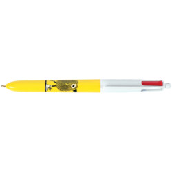 Stylo bille 4 couleurs Majuscule jaune