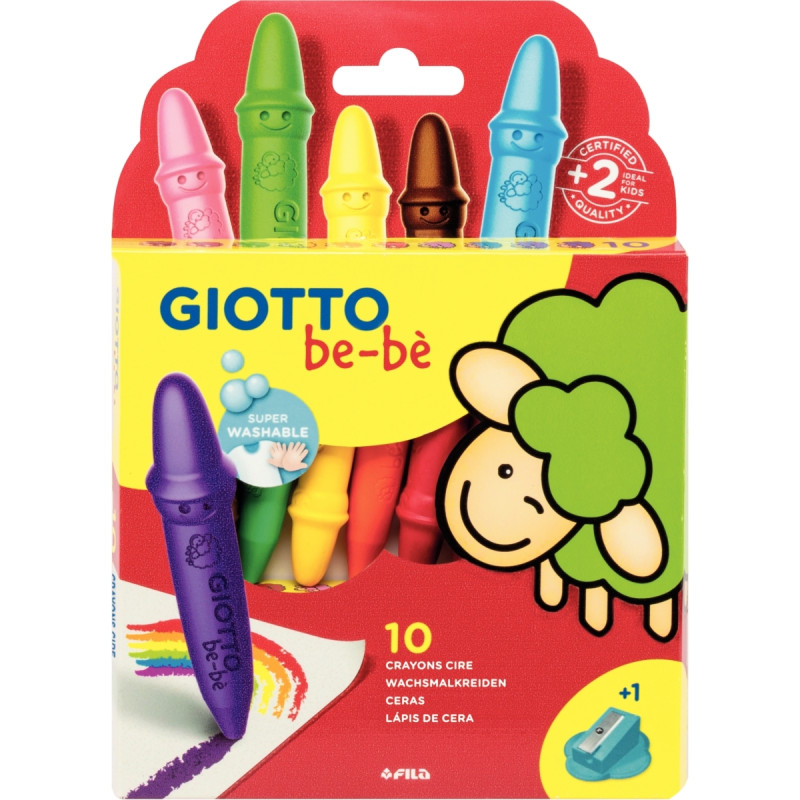 Étui de 10 craies cire incassable + taille-crayon