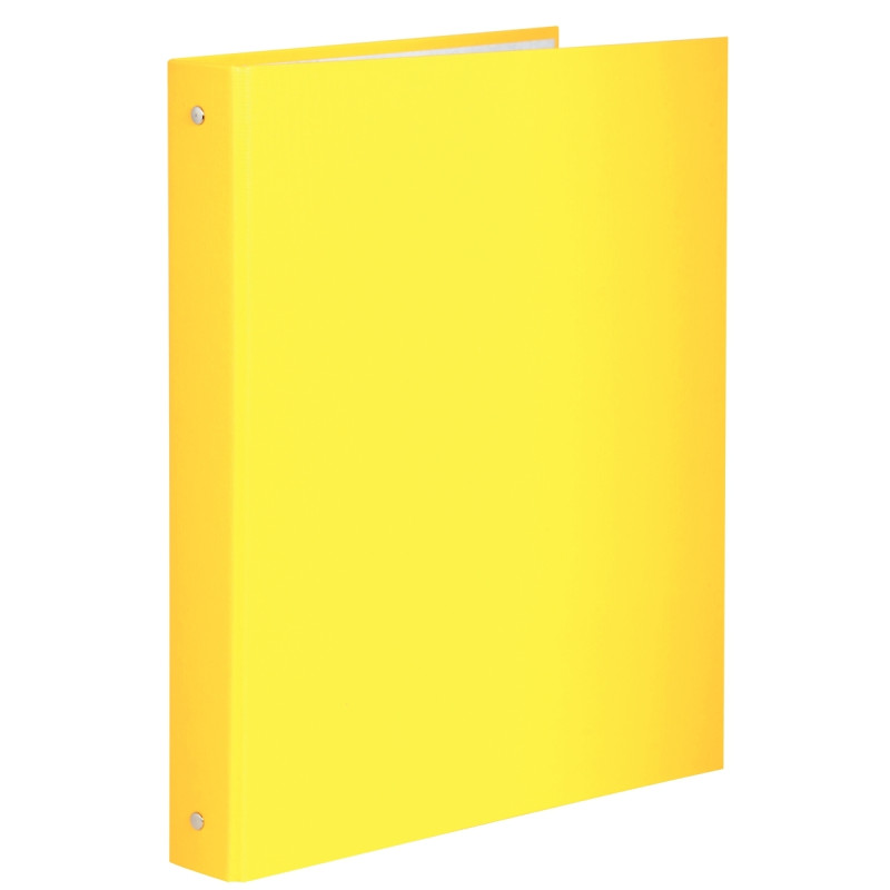 Classeur 4 anneaux en carton plastifié, format A4, dos 4 cm, jaune