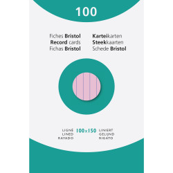 Étui de 100 fiches - bristol ligné non perforé 100x150mm