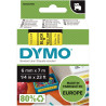 Recharge DYMO D1 6 mm x 7 m noir et jaune