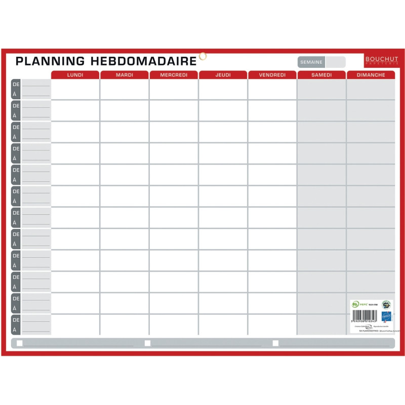Planning rigide hebdomadaire et annuel 32x42cm