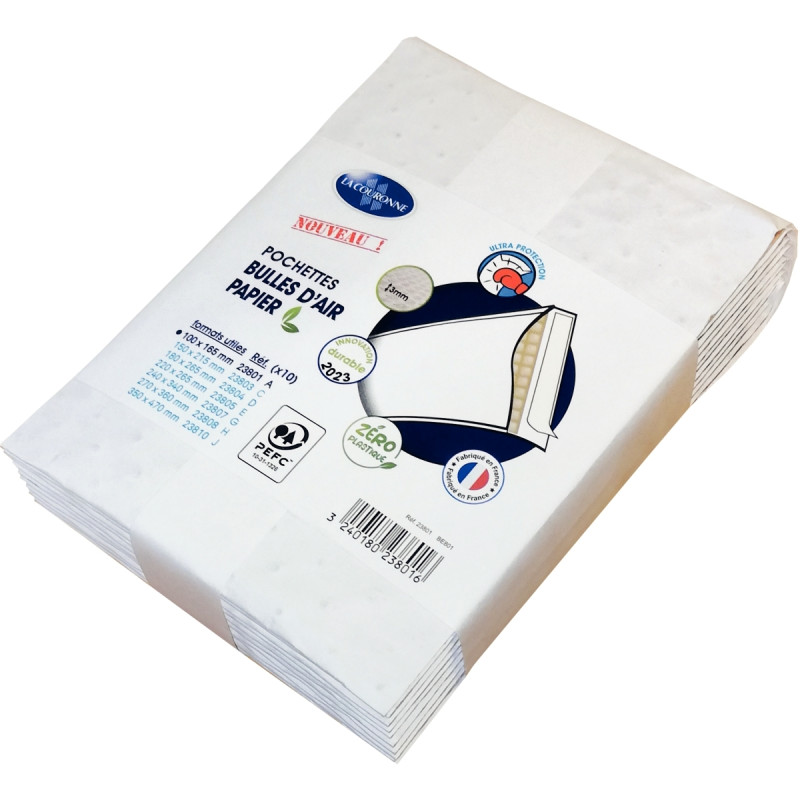 Paquet de 10 pochettes bulle air blanc 100 x 165 mm