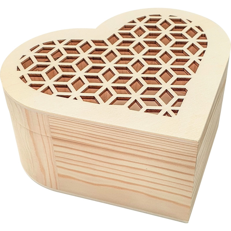 Boîte en bois forme coeur ajouré