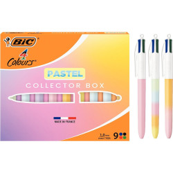 Coffret de 9 stylos bille 4 couleurs pastel assortis