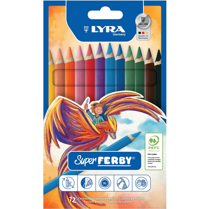 Étui de 12 crayons de couleur Super Ferby assortis