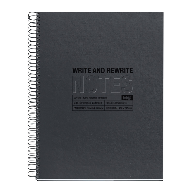 NOTEBOOK MIQUELRIUS format A4, 120 feuilles 80g, quadrillé 5x5, couver