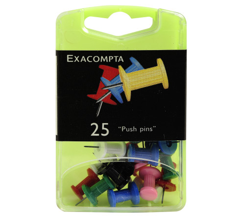 Boîte de 25 épingles Push Pins - Hauteur de pointe 7mm - 10mm de diamètre