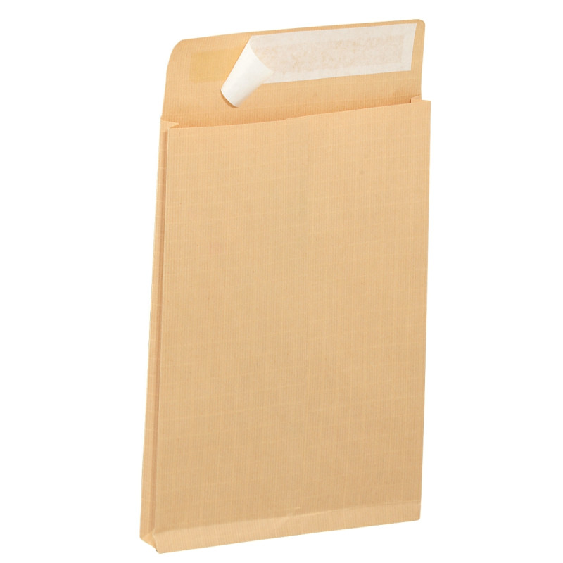 Paquet de 50 pochettes kraft armé 340x460mm soufflet 30mm bande silico