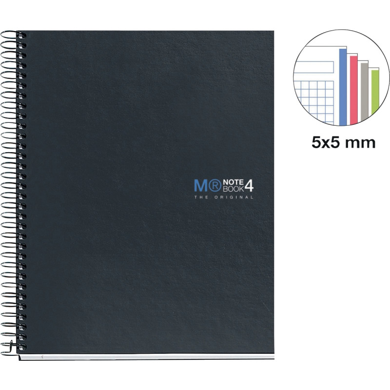 NOTEBOOK MIQUELRIUS format A5, 160 feuilles 70g, quadrillé 5x5, couver
