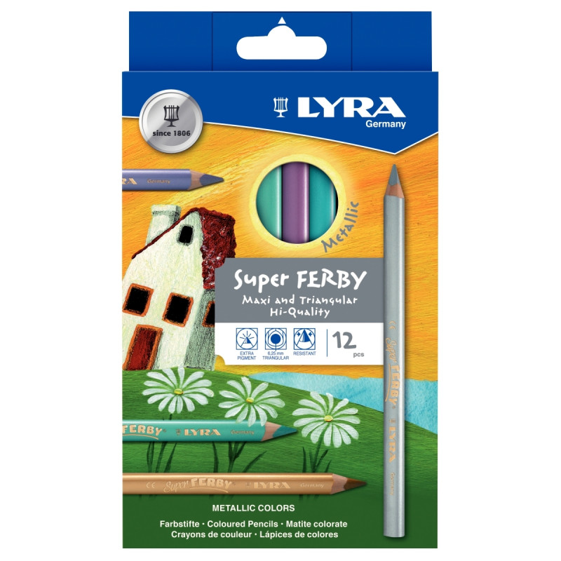 Étui de 12 crayons de couleur Super Ferby métalliques