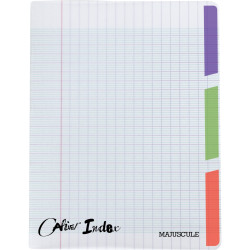 Piqûre 96 pages 3 index MAJUSCULE, format 17x22 cm, seyès, couverture