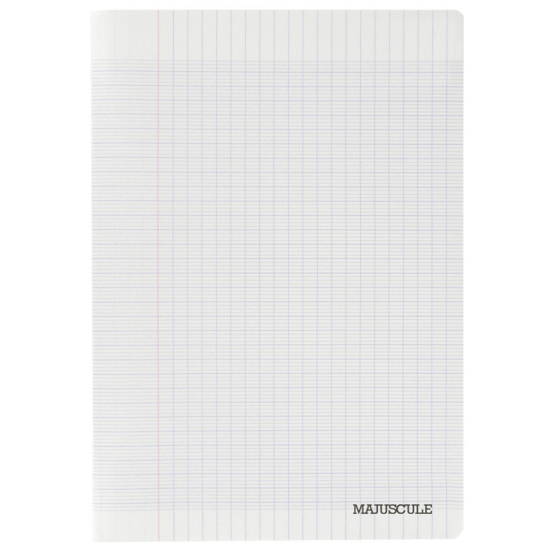 Piqûre 96 pages MAJUSCULE, format 17x22 cm, seyès 90g, couverture poly