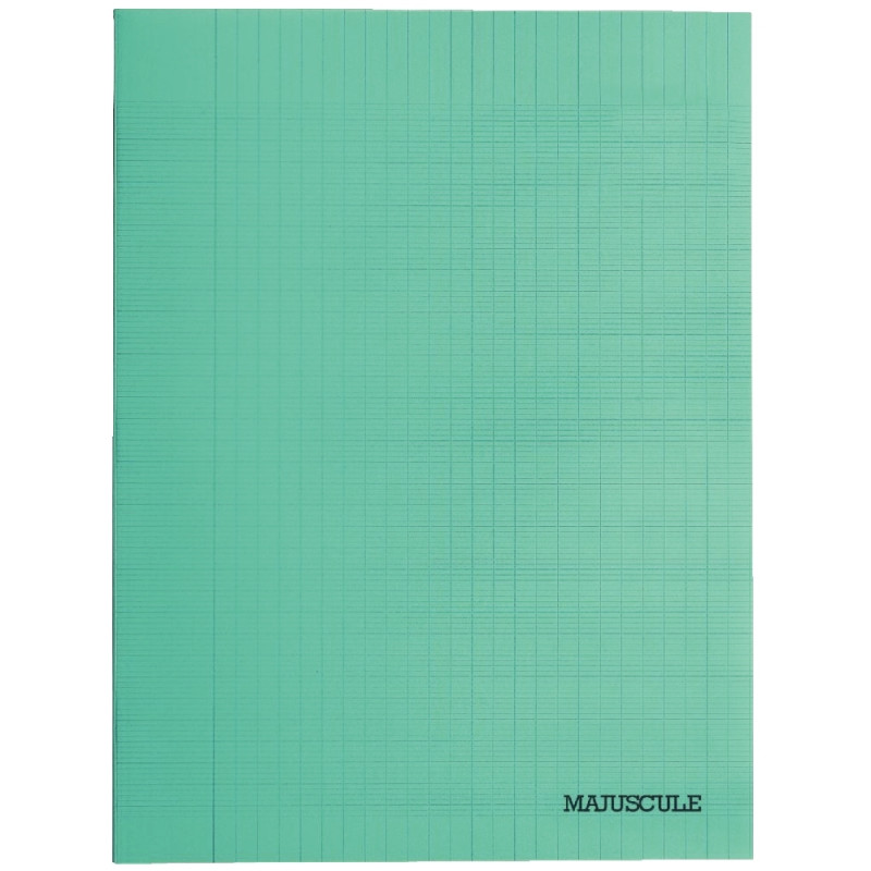 Piqûre 48 pages MAJUSCULE, format A4, seyès, couverture PP vert