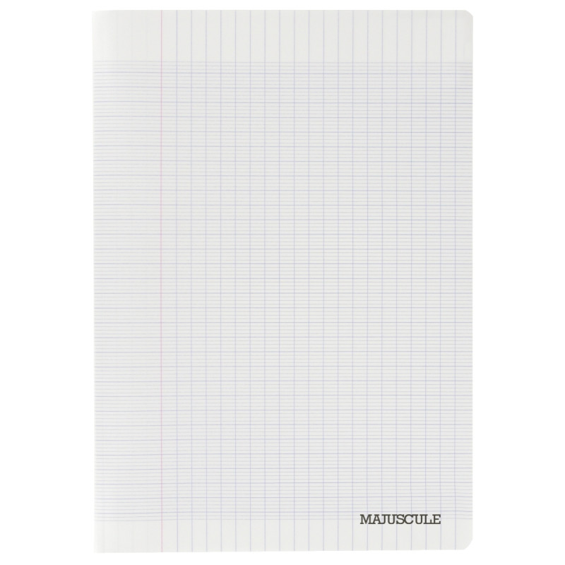Piqûre 96 pages MAJUSCULE, format 24x32 cm, seyès 90g, couverture poly