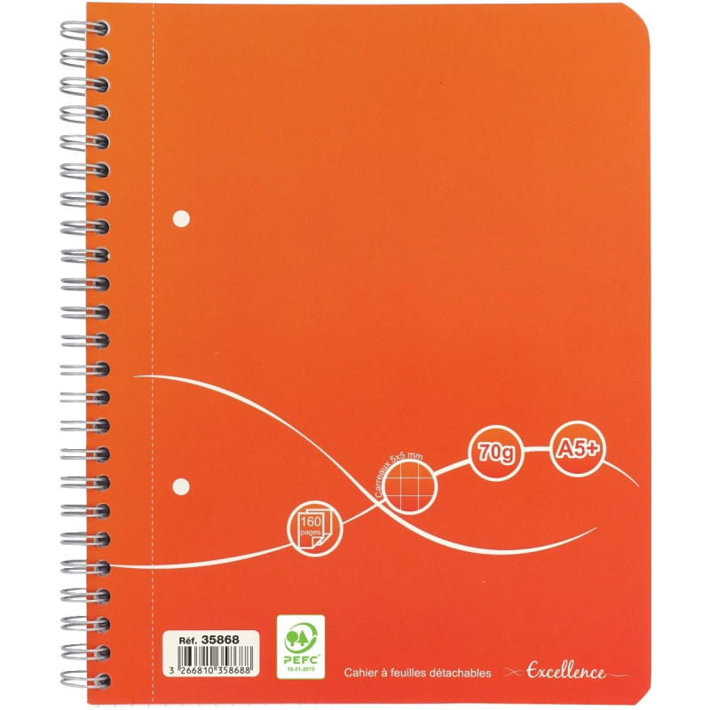 Cahier à reliure intégrale 160 pages EXCELLENCE, format A5+, quadrillé