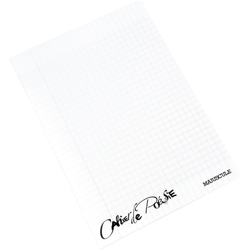 Cahier de poésie MAJUSCULE, piqûre 48 pages, format A4, seyès/uni 120g