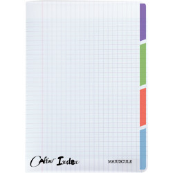 Piqûre 96 pages 4 index MAJUSCULE, format A4, seyès, couverture polypr