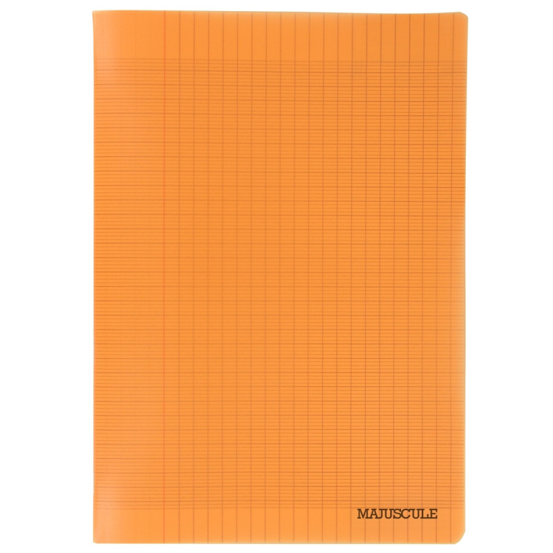 Piqûre 96 pages MAJUSCULE, format A4, seyès, couverture PP orange