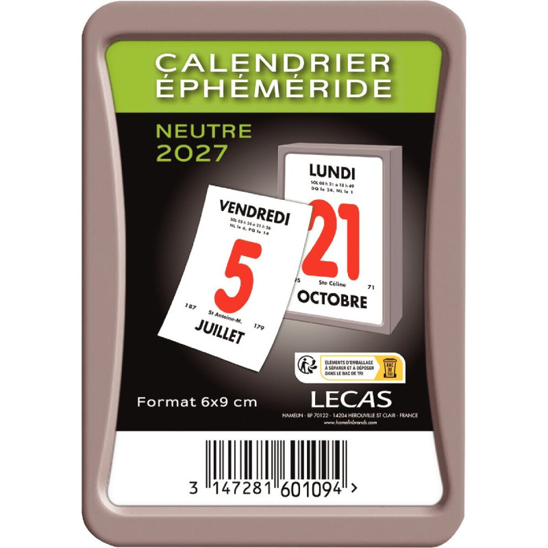 Bloc éphémeride neutre
