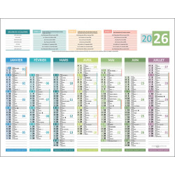 Calendrier semestriel 7 mois par face 4 saisons 21x26,5cm