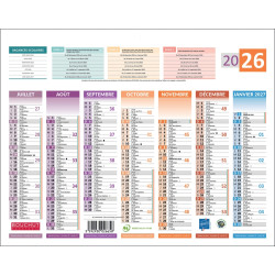 Calendrier semestriel 7 mois par face 4 saisons 21x26,5cm