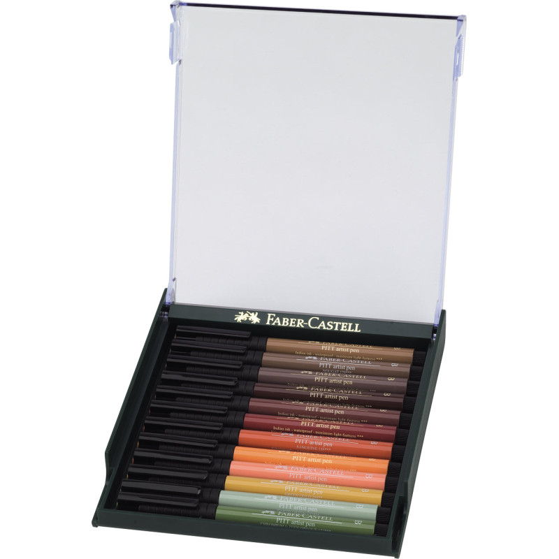 Boîte de 12 Feutres Pitt Artist pen Terre