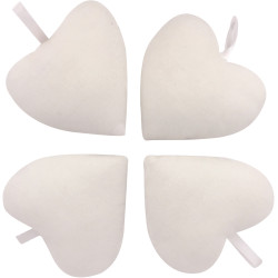 Lot de 10 coeurs en coton blanc 8 x 9 cm