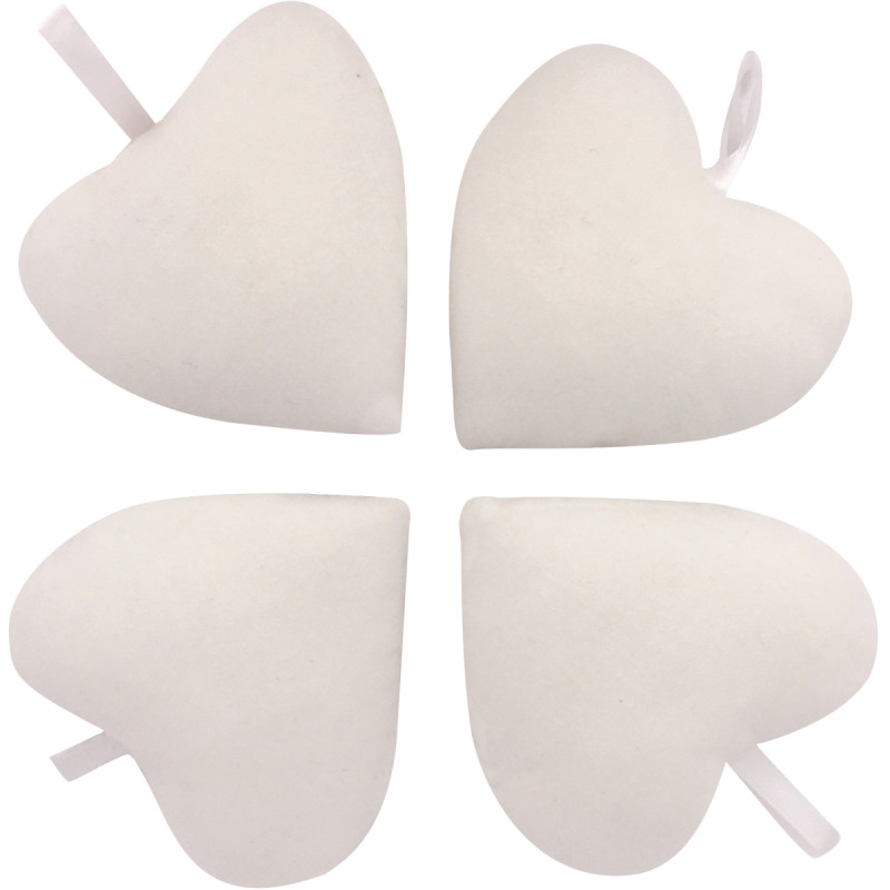Lot de 10 coeurs en coton blanc 8 x 9 cm