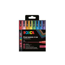 Étui de 8 marqueurs POSCA PC3-ML assortis – Couleurs pailletées