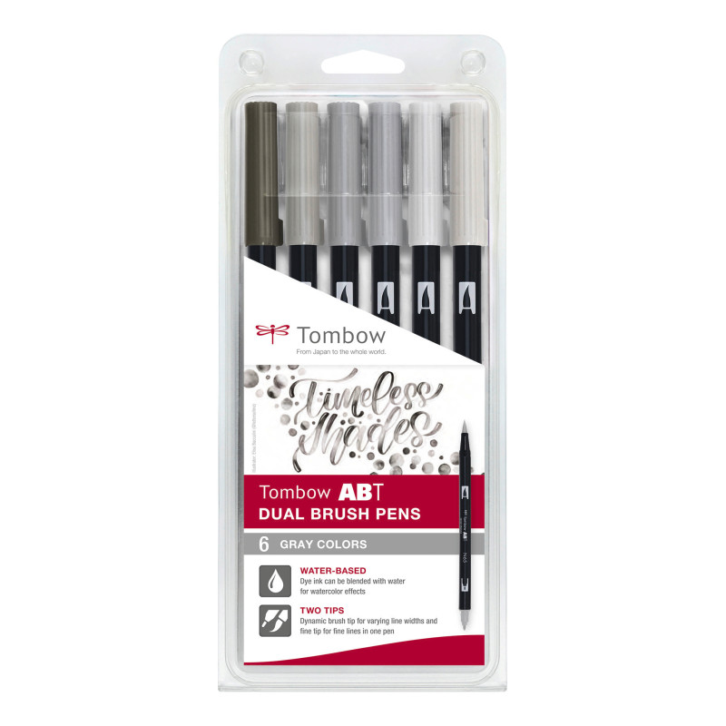 Feutre dual brush pen ABT étui 6 "Tons de gris"