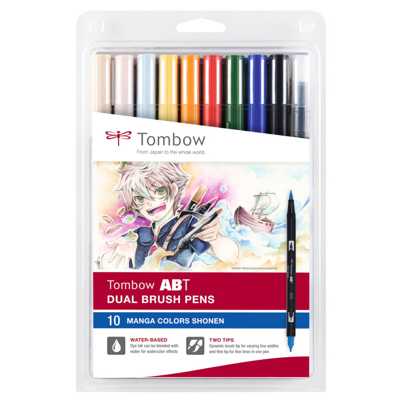 Pochette de 10 Feutres dual brush pen ABT "Manga Shonen"
