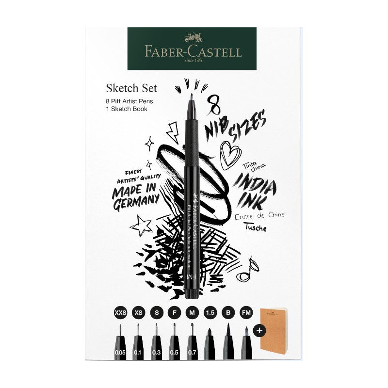 Set Sketch 8 feutres Pitt Artist Pens assortis + carnet de croquis