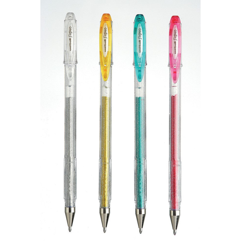 Stylo gel signo Pailleté à l'unité - Uni-ball - Pailleté - Rouge