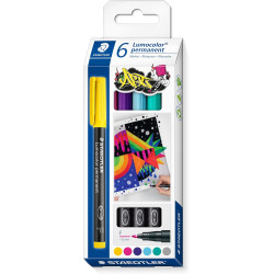 Etuis de 6 feutres permanents pointe fine 0,6 mm Lumocolor 318