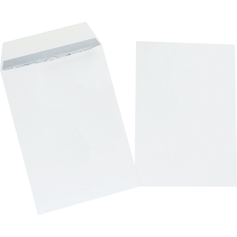 Boite de 250 pochettes blanches 229x324mm 90g bande siliconée