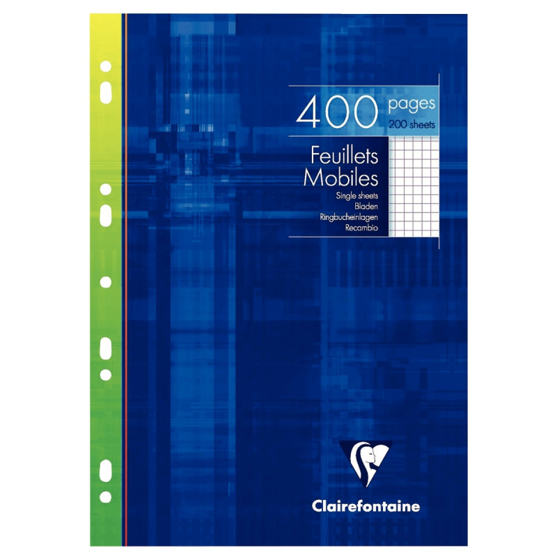 Feuillets mobiles 400 pages 90g, format A4, quadrillé 5x5 blanc