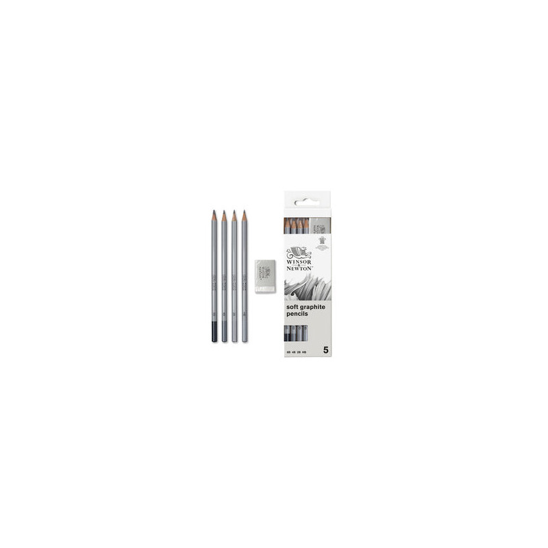 Set 5 pièces Studio collection, 4 crayons Graphite tendres + 1 gomme