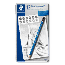 STAEDTLER - Crayons graphite - Mars Lumograph 100 - Boîte métal 12 cra