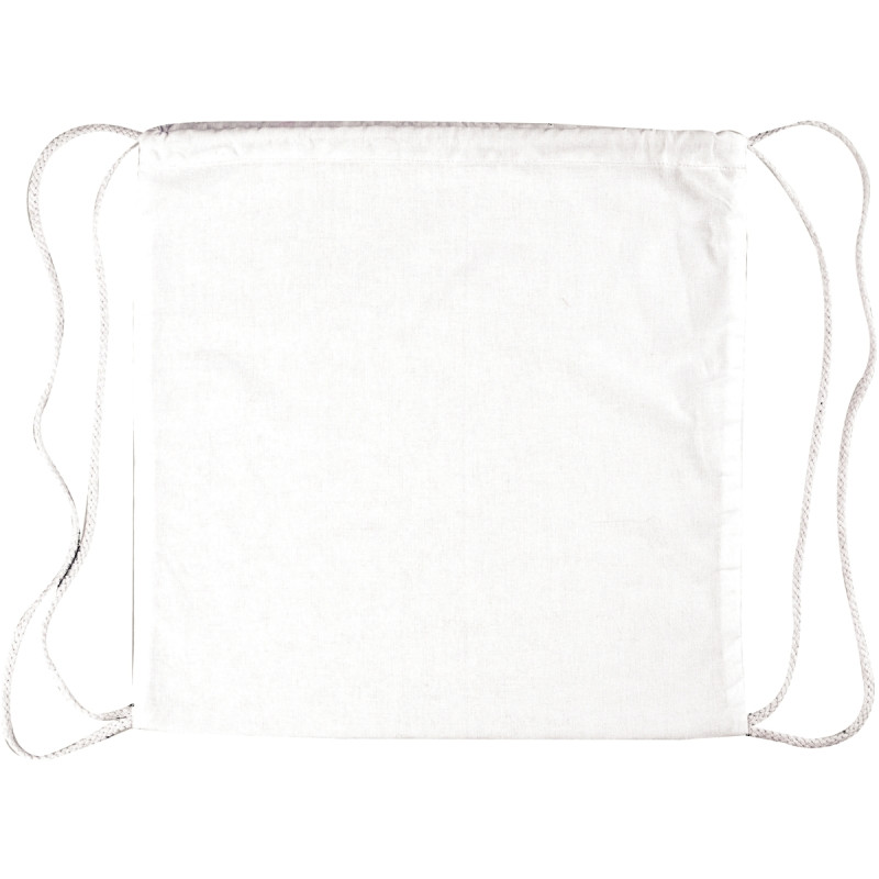 Lot de 10 sacs à dos en coton blanc avec cordon, grand modèle