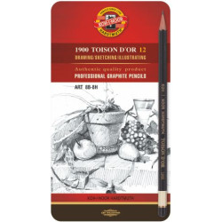 Set de 12 crayons graphite K1900 Toison d'Or de 8B à 8H - Koh I Noor H