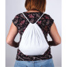 Lot de 10 sacs à dos en coton blanc avec cordon, grand modèle