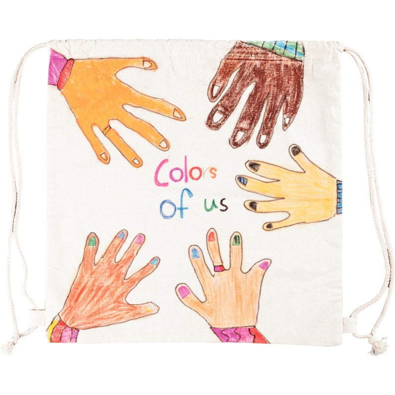 Lot de 10 sacs à dos en coton blanc avec cordon, grand modèle