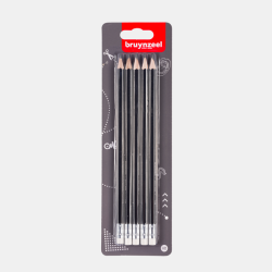 Blister de 5 crayons mine graphite HB + gomme