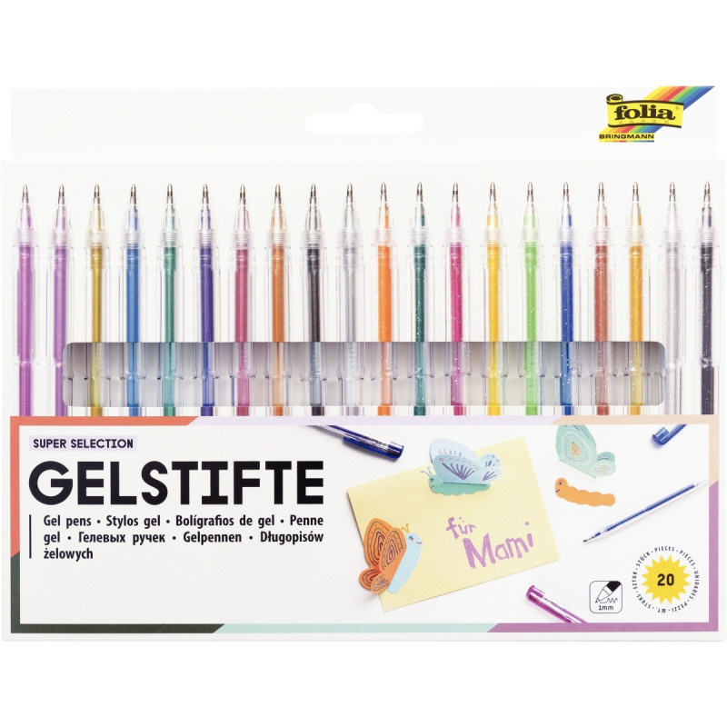 Pochette de 20 stylos gel fantaisie assortis