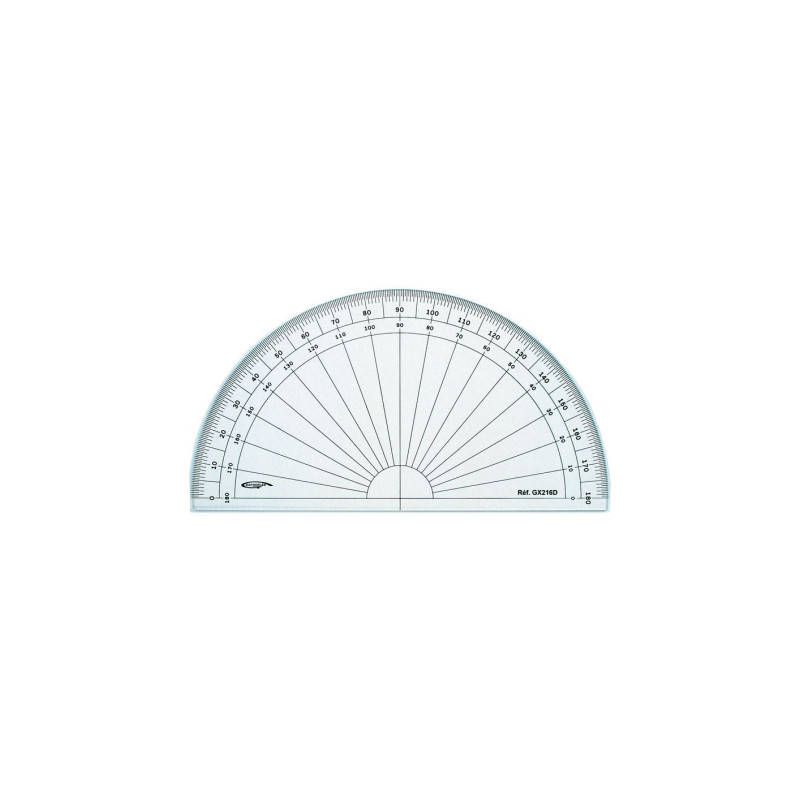 Rapporteur demi cercle - Degrés - 13cm