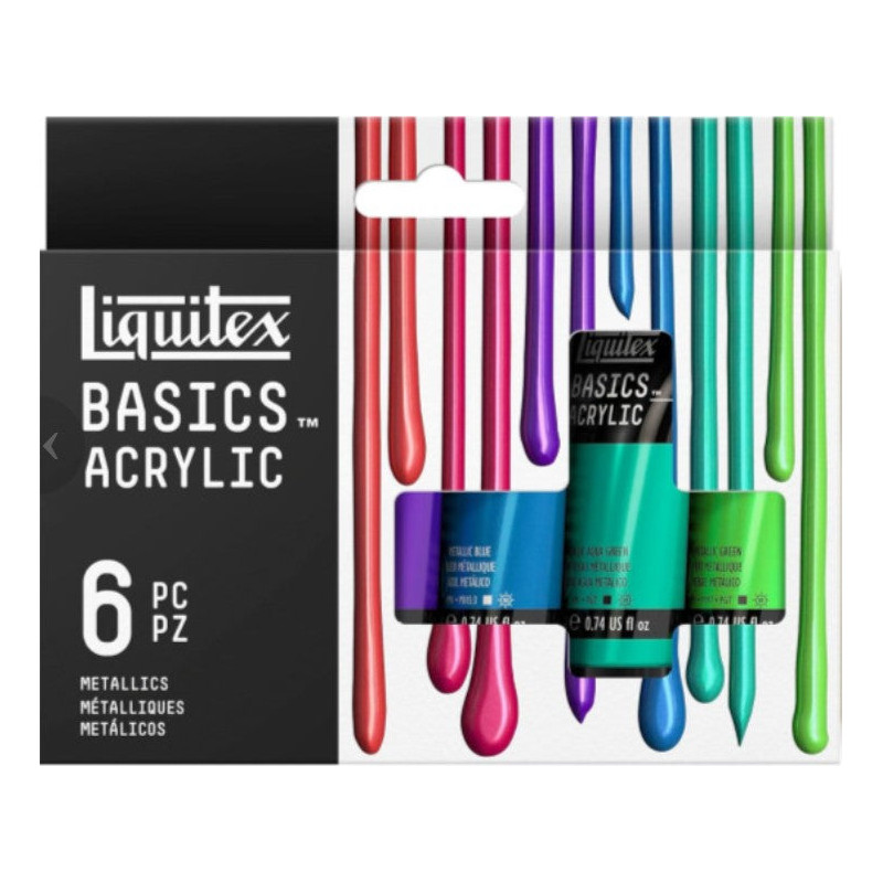 Coffret Acrylique Basics 6 x 22 ml - Couleurs métalliques